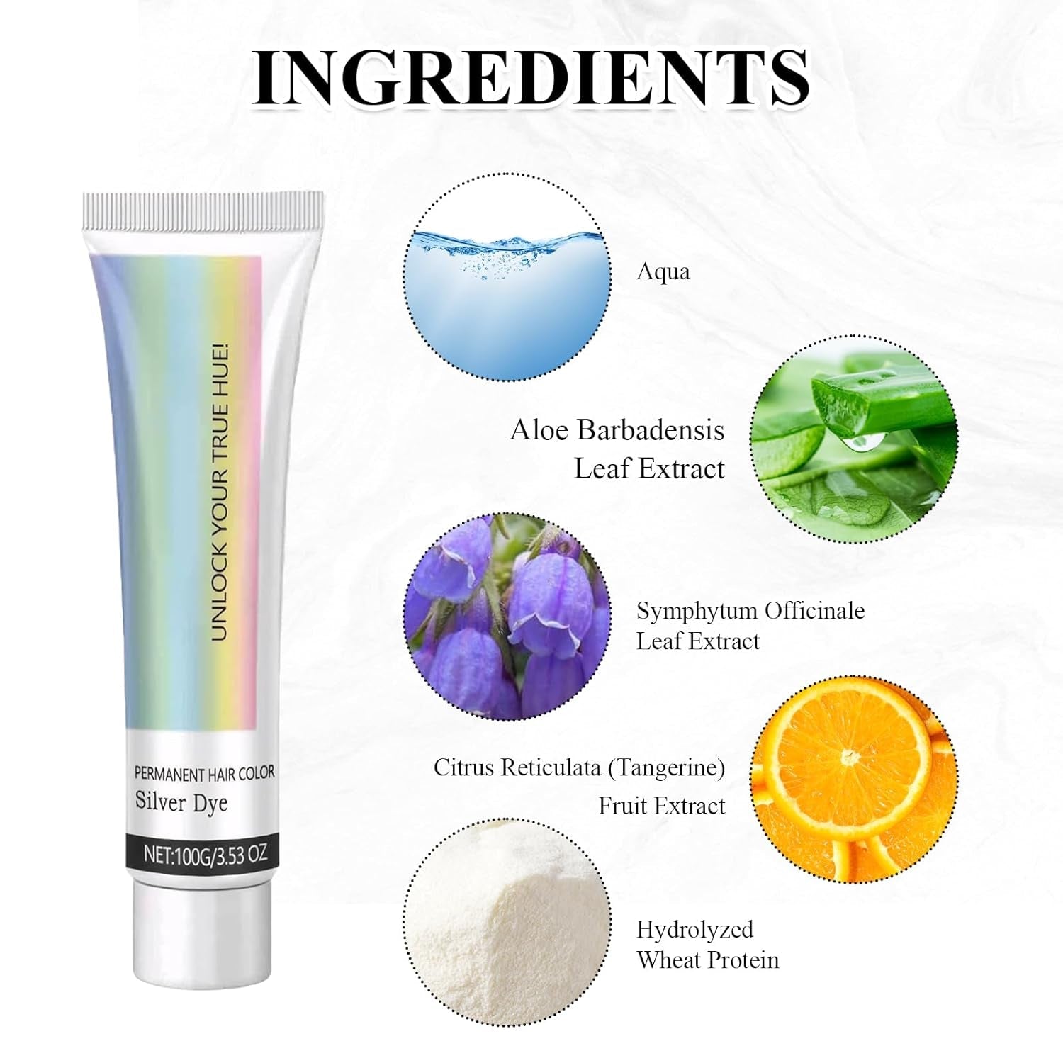 Teinture pour cheveux Gris Argent Crème de teinture pour cheveux gris argent naturel, Crème de teinture pour cheveux gris Gris argent, Crème de teinture pour cheveux naturelle gris argenté Teinture pour cheveux gris pour tous les types de cheveux avec 1 masseur de cuir chevelu (100 ml) Teinture pour cheveux Naty Shop
