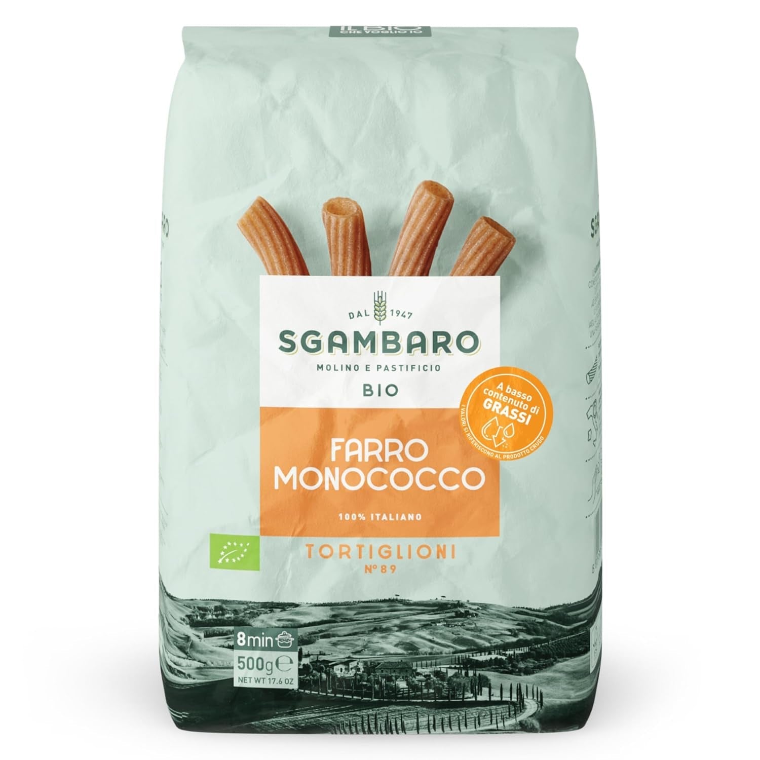 Pâtes Tortiglioni Bio N°89 - 500g Pâtes de blé allégées – Faible teneur en matières grasses – Source de fibres et de protéines