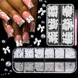 GZMAYUEN 920 pièces perles à dos plat or argent pour ongles, perles à ongles demi-brun blanc beige, petites perles à dos plat demi-brun pour décoration d'art d'ongle bricolage