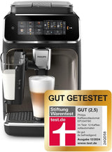 Machine à expresso automatique PHILIPS série 3300 - 6 boissons, écran tactile couleur moderne, système de préparation de lait LatteGo, SilentBrew, moulin 100% céramique, filtre AquaClean. Chromé noir (EP3347/90)
