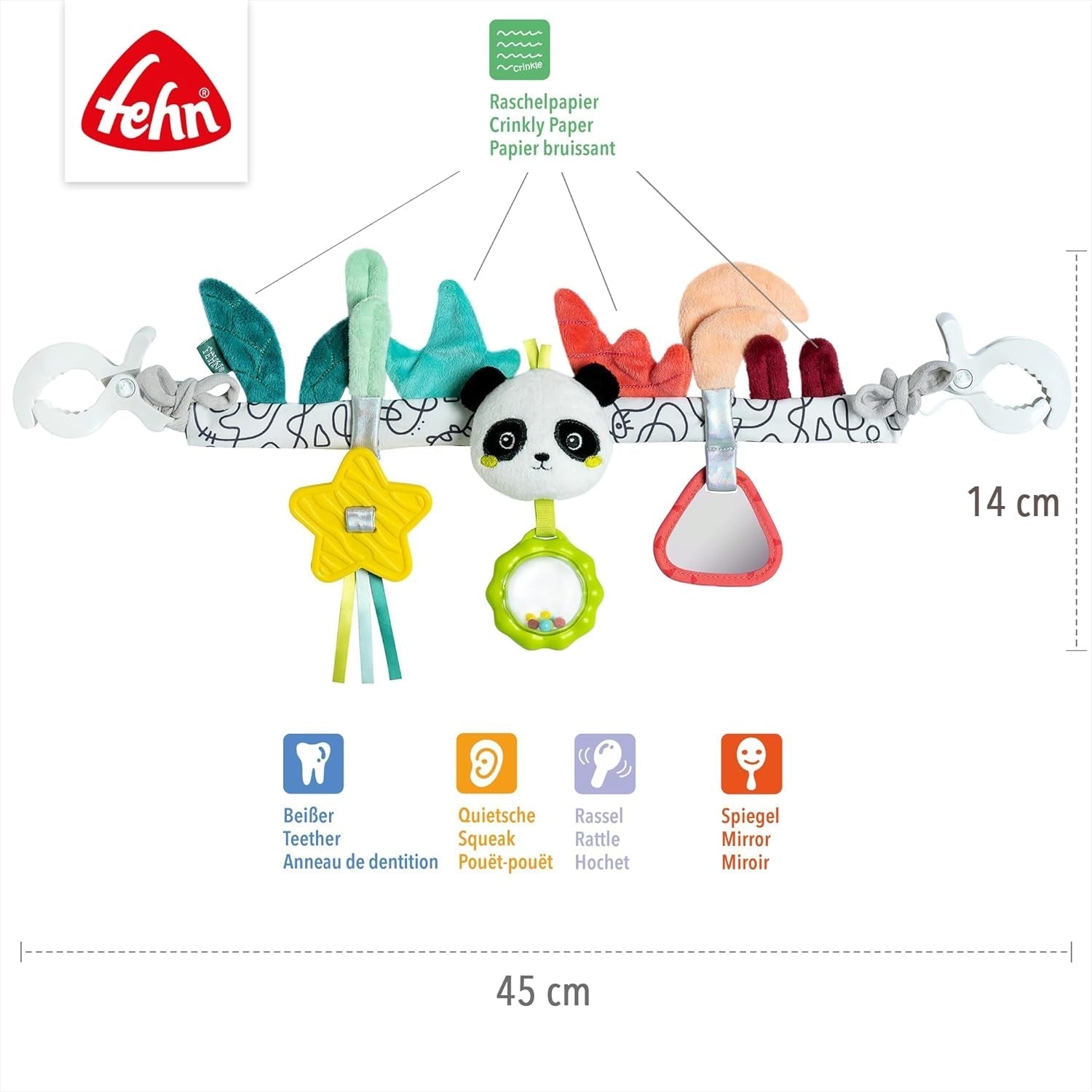 Chaîne de mobile pour bébé Fehn Panda Baby Mobile - chaîne de mobile pour bébé avec de jolies figurines - jouet pour bébé à suspendre flexible - jouet de poussette pour bébés et jeunes enfants à partir de 0 mois Baby Toys Naty Shop