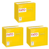 , Serviettes en papier jetables, idéales pour les apéritifs et les cocktails, paquet de 100 serviettes, taille 24 x 24, 4 épaisseurs, 2 épaisseurs, jaune, papier 100 % pure cellulose, certifié FSC (lot de 3)