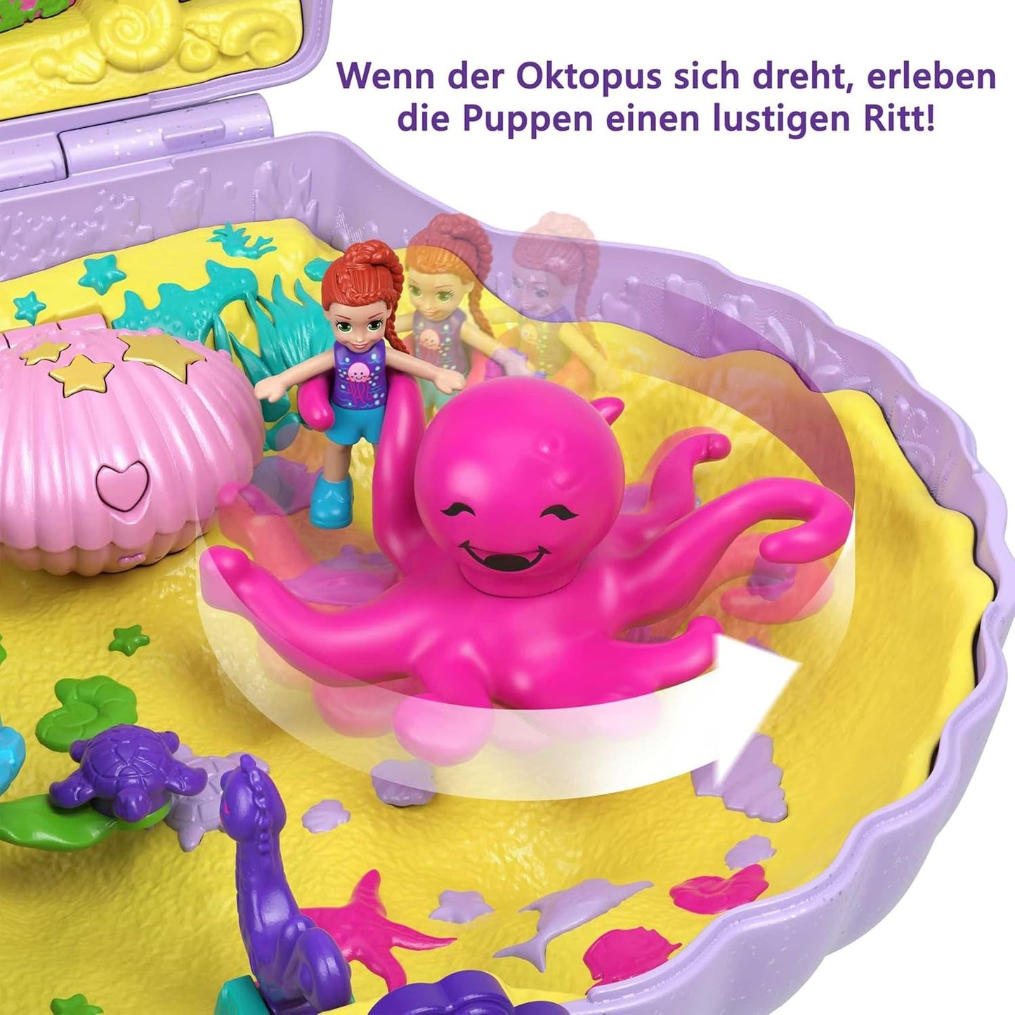 Polly Pocket Boîte de rangement Sac coquillage avec 2 poupées et 1 sous-marin Polly Pocket Sirène Jouet 4 ans et plus GNH11