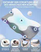 Oreiller cervical 2 en 1 Oreiller en mousse à mémoire de forme Oreiller orthopédique ergonomique 2 hauteurs de couchage Oreiller de soutien du cou pour soutien latéral/dos/ventre Oreillers orthopédiques cervicaux Naty Shop