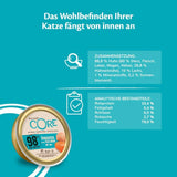 Wellness CORE 98% 12 x 85g, Poulet et Saumon - Nourriture humide pour chats, pâté épais, sans céréales, naturelle, hypoallergénique, riche en protéines, riche en viande
