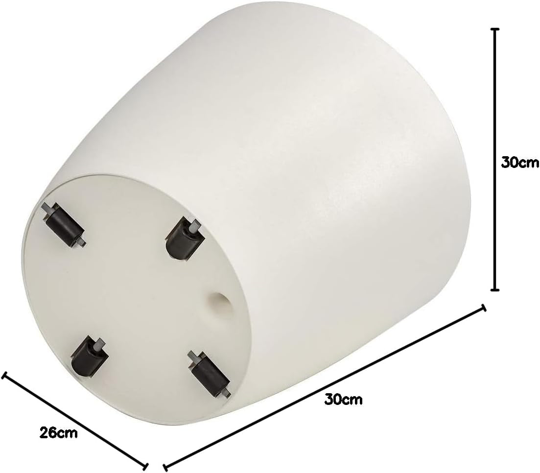 Dehner Mila pot de fleur avec système d'arrosage automatique, Ø 30 cm, hauteur 26 cm, plastique, blanc