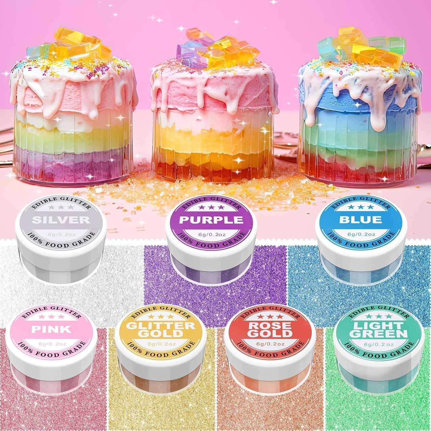 Paillettes comestibles - 6G colorant alimentaire en poudre pour chocolat, fraise, muffins, gâteaux, fondant (or)