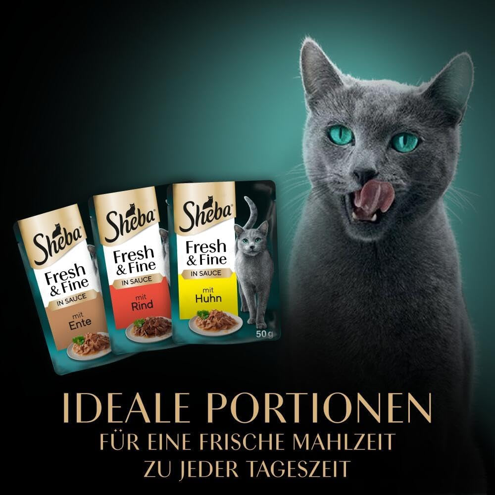 Sheba CATCARE Sachet Wet Fresh & FINE (Viande) Morceaux EN Sauce Adulte 50G Multipack Standard