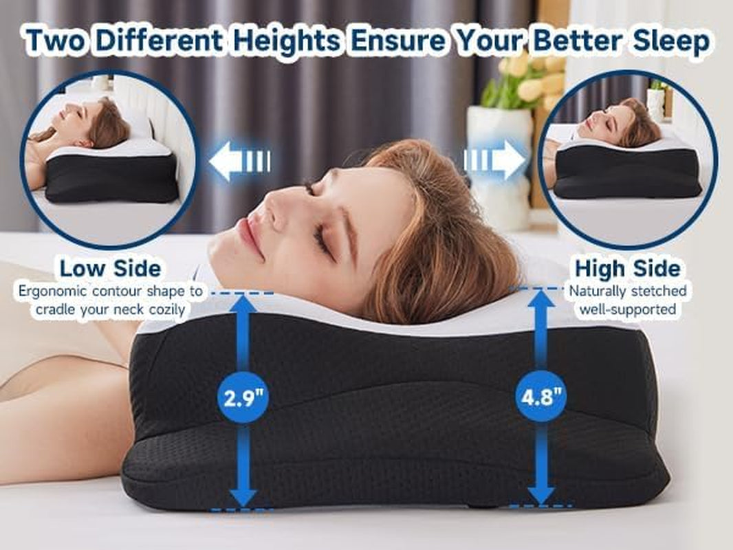 SUPA MODERNE Oreiller en Mousse à Mémoire Oreiller Rafraîchissant pour Dormeur Latéral 60X40 Orthopédique Côté Dos Ventre Cou Soulagement des Douleurs Cervicales Oreillers Cervicaux Orthopédiques Naty Shop