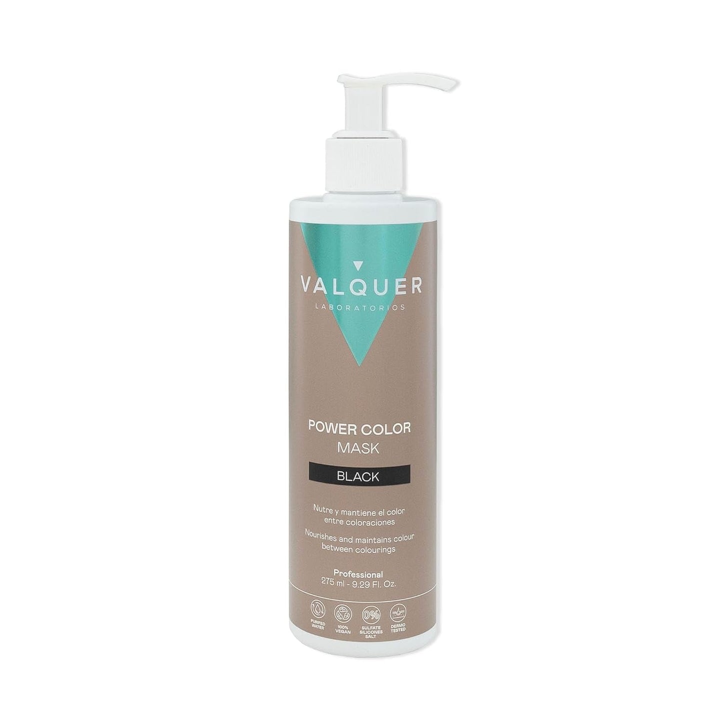 Valquer Power Color Mask Formulation végétalienne et sans silicone Donne de la couleur aux cheveux 290 ml noir Naty Shop Hair Mask Black 290 Ml (Pack de 1)