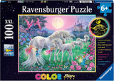 Ravensburger Puzzle pour enfants - 13670 Licornes au clair de lune - Puzzle lumineux licorne pour enfants de 6 ans et plus 100 pièces taille XXL, brille dans le noir Naty Shop Licornes au clair de lune