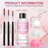 Solution de lissage Polygel, kit de solution de glissement Polygel, solution de lissage 75 ml, comprend 5 pinces à ongles, 3 brosses à ongles, 1 tasse en cristal, 100 feuilles de nettoyage