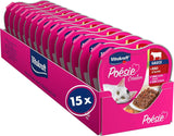 Vitakraft Poésie Création, nourriture humide pour chat, nourriture humide en sauce, au bœuf et à la carotte, en vrac, sans sucre ni céréales ajoutés (15 x 85g)