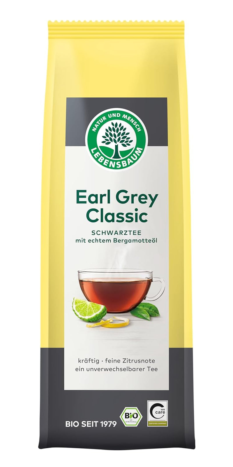 Lebensbaum Thé noir classique Earl Grey à l'huile naturelle de bergamote et de citron, harmonieux, aromatique, 100 % biologique, en vrac, 100 g