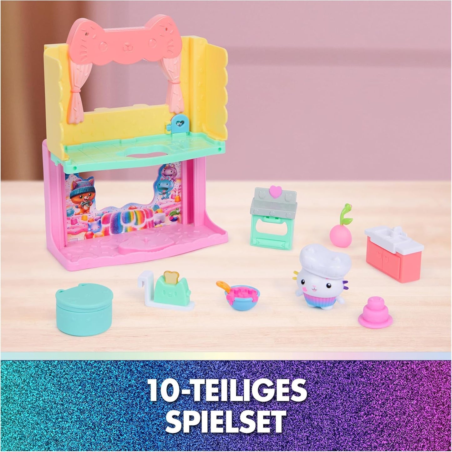 DREAMWORKS GABBY'S DOLLS HOUSE : LE FILM - Cuisine saupoudrée de sucre de Portal Room Kuchi avec figurine et accessoires, à partir de 3 ans