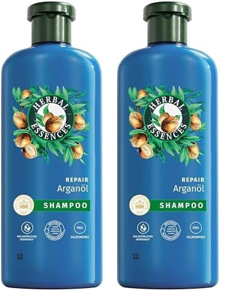 Herbal Essences Masque réparateur capillaire à l'huile d'argan 300 ml. Des cheveux abîmés aux cheveux plus lisses et plus brillants. Soins intensifs. Avec des ingrédients d'origine naturelle. Vegan Naty Shop Masque Capillaire 350 Ml (pack de 2) Shampoing