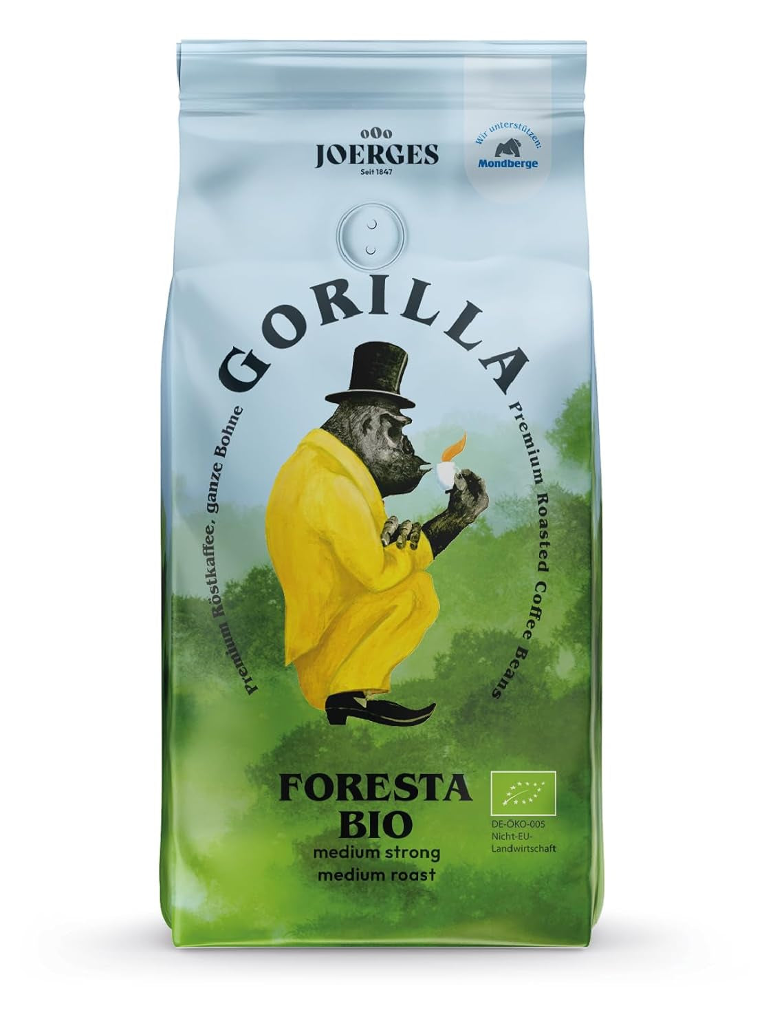 Café Joerges Foresta 1000g grains entiers torréfiés | Mélange Arabica de qualité | Pour porte-filtre et machines à café entièrement automatiques | Espresso