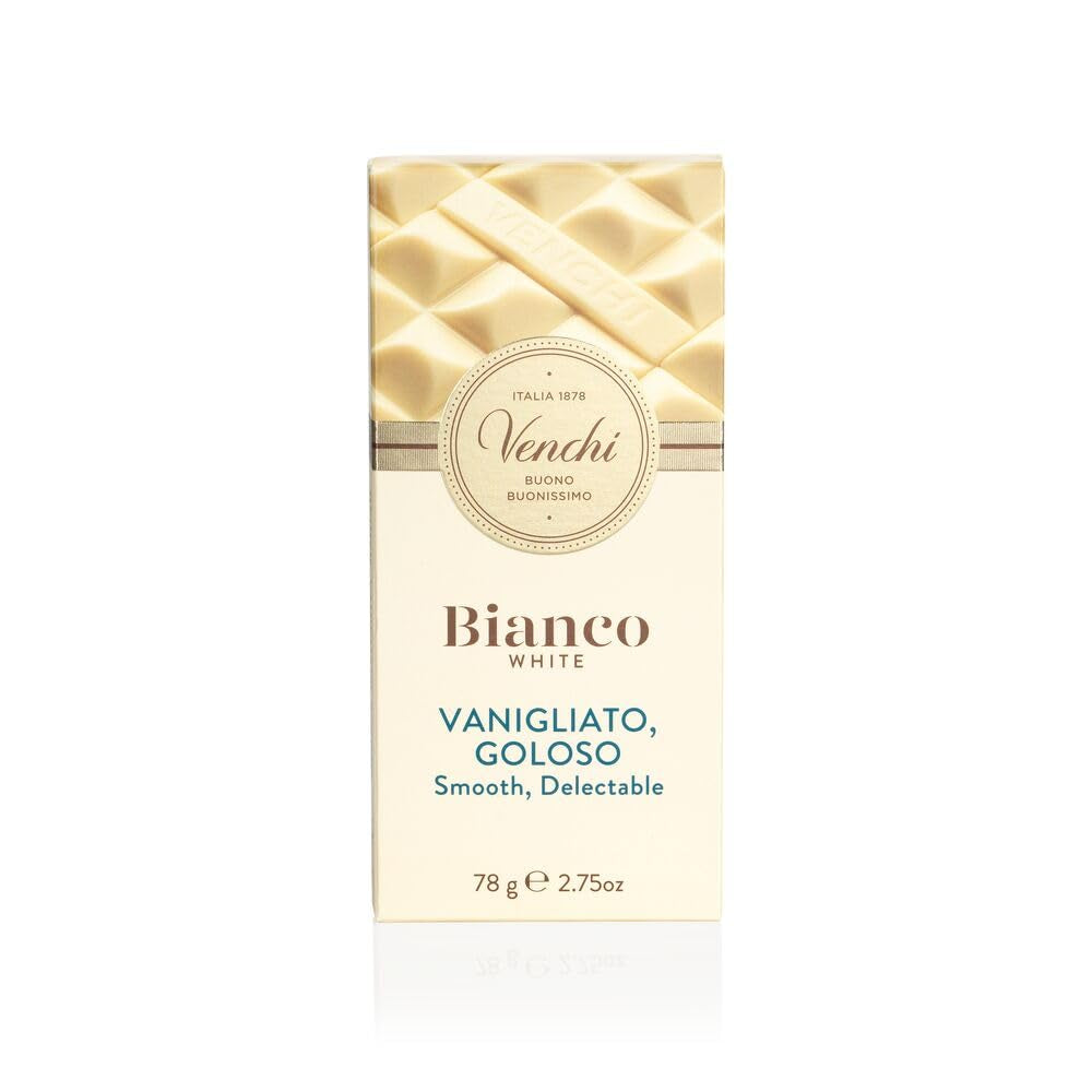 Venchi - Tablette de chocolat extra blanc, 78 g - à la vanille - Sans gluten