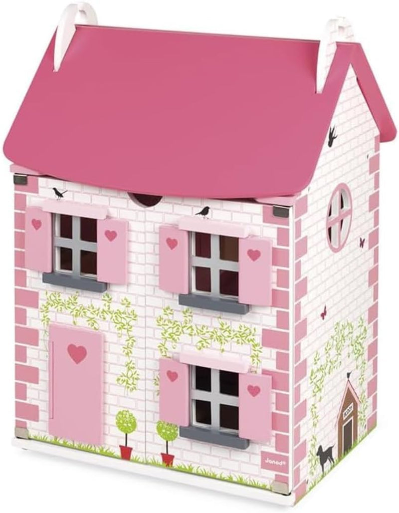 Janod Mademoiselle Maison de poupée en bois à 3 étages avec 11 accessoires, réplique de jouet, développe l'imagination, à partir de 3 ans, J06581