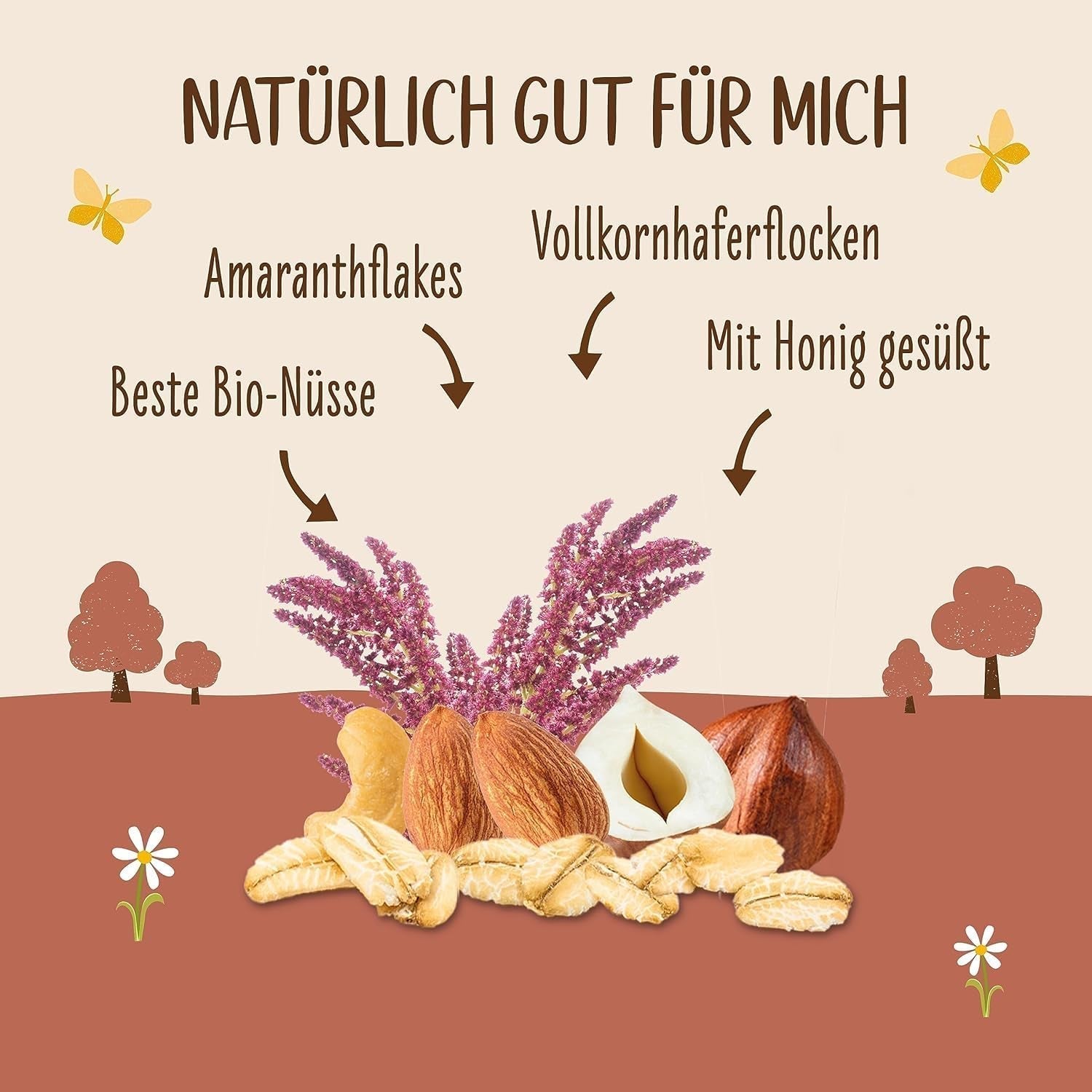 ALLOS Croquant Amarante Nobleuss | Muesli bio Noix Avoine Céréales pour les petites Céréales Naty Shop