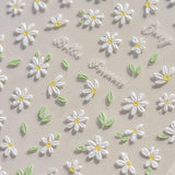 Autocollants pour ongles en forme de marguerites blanches en relief 5D, autocollants pour ongles, feuilles de fleurs, autocollants pour Nail Art, accessoires de décoration d'ongles, autocollants de conception de fleurs, Nail Art