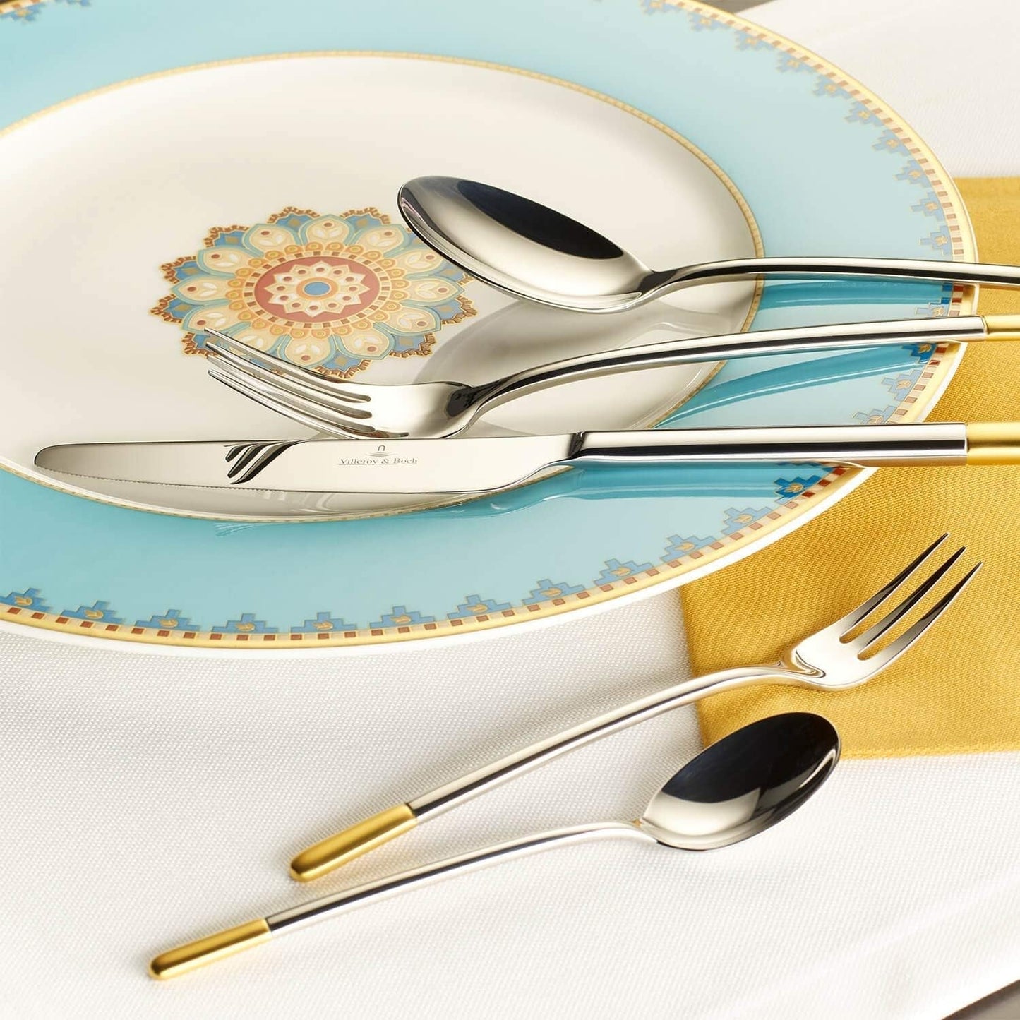 Villeroy & Boch - Couverts Ella partiellement dorés, 30 pièces, 6 personnes, lavables au lave-vaisselle, acier inoxydable Cuisine Naty Shop
