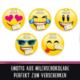 BONJOUR Mini Émoticônes au chocolat | 164g | Env. 27 émoticônes sympas aux designs variés, fabriquées à partir du meilleur chocolat au lait | Cadeau chocolat pour les enfants | Pour la décoration (pack de 2)