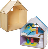Baker Ross FN199 Construisez votre propre maison de poupée en bois - Kit de construction de maison de poupée 1 pièce pour kit d'artisanat pour enfants
