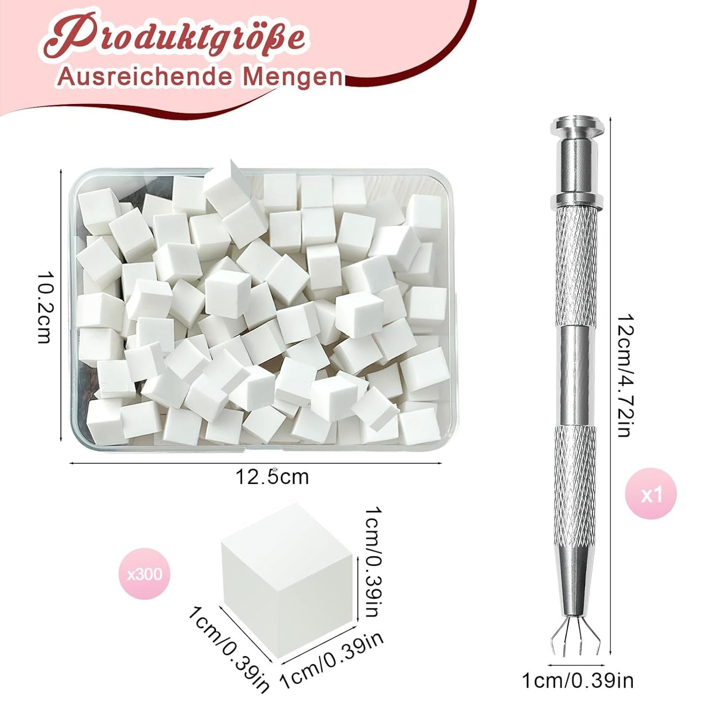 KASURE 300 pièces Nail Art Schwamm, Metall Mit Greifer Nagel Pinsel, Nageldesign Zubehör Für Nail Art, Schwammpinsel Für Farbverlaufs-Nageldesign