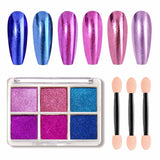 GZMAYUEN Chrome Pulver pour ongles 6 couleurs miroir Chrome poudre à ongles Pigment poudre Nail Art