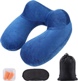 Aiqinu Oreiller Gonflable pour Le Cou, Oreiller Gonflable Compact pour Le Cou Rapide avec Housse d'oreiller Lavable pour Les Voyages en Voiture, Avion, Train, Bureau, Oreillers de Voyage en Famille Naty Shop Bleu Foncé