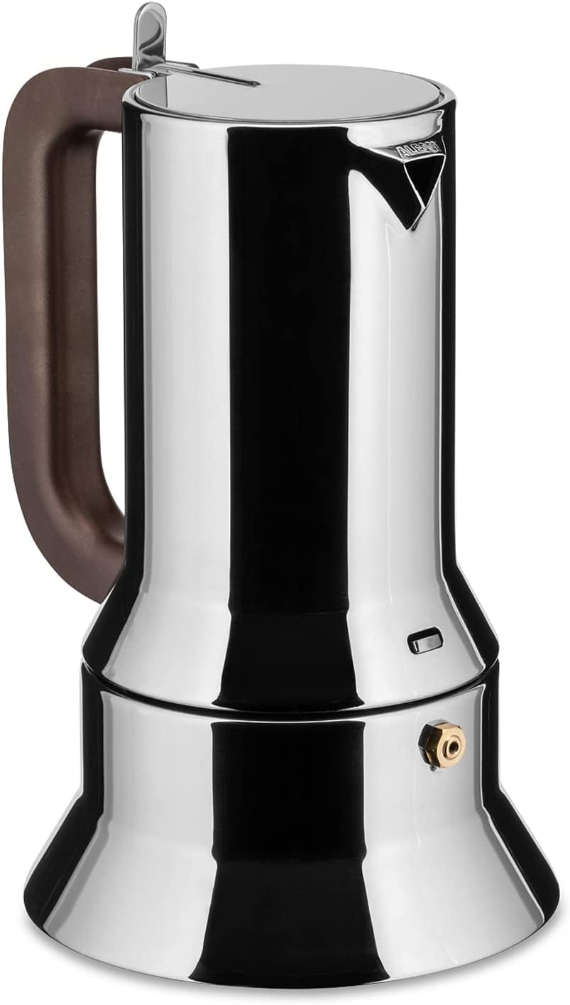 Alessi 9090/6 Espresso avec 6 tasses pour induction, acier inoxydable, argent, 15,5 x 13,5 x 27 cm