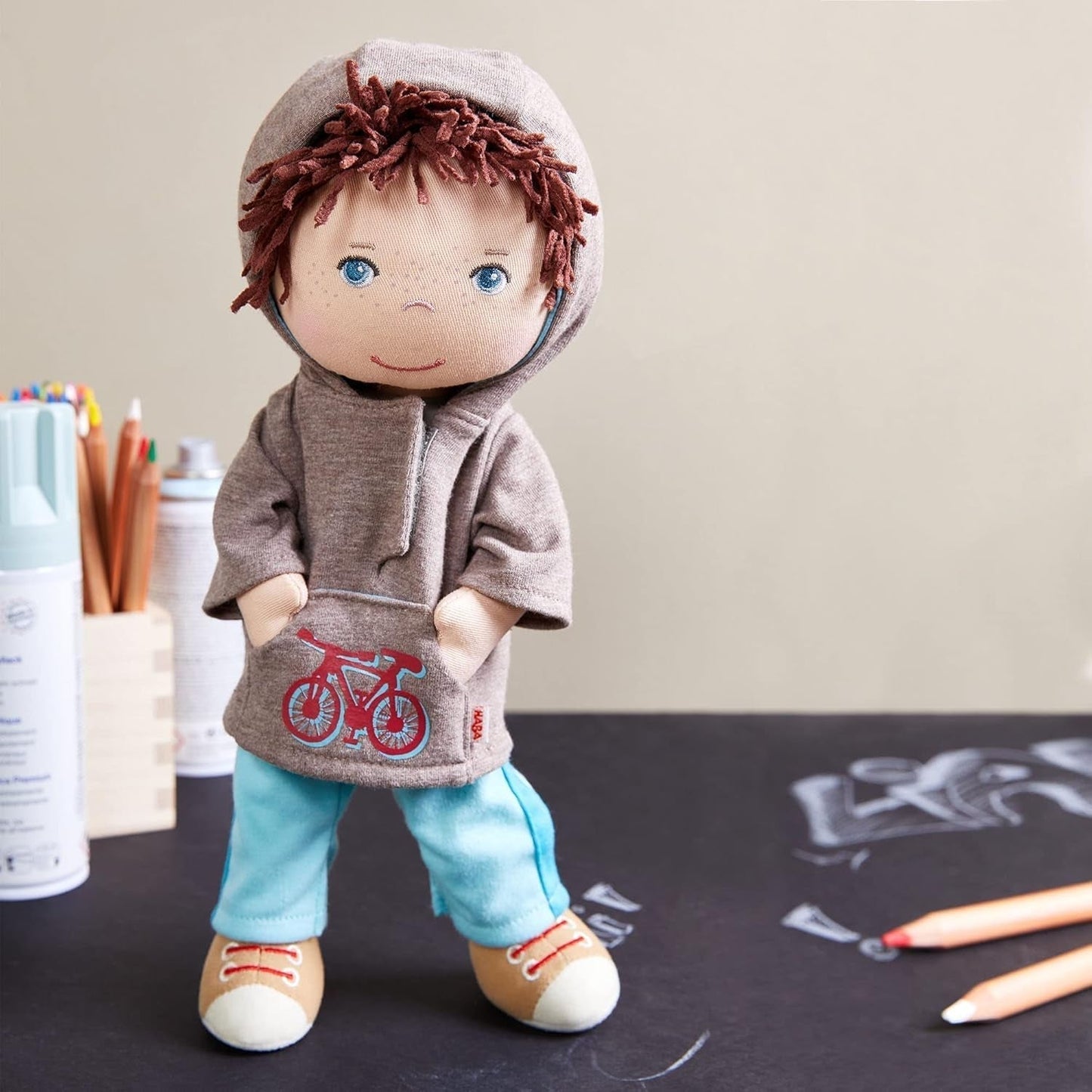 HABA 306528 - Lian Doll - Poupée en peluche pour enfants à partir de 18 mois pour jouer et câliner en matières douces - Taille : 30 cm Naty Shop Dolls