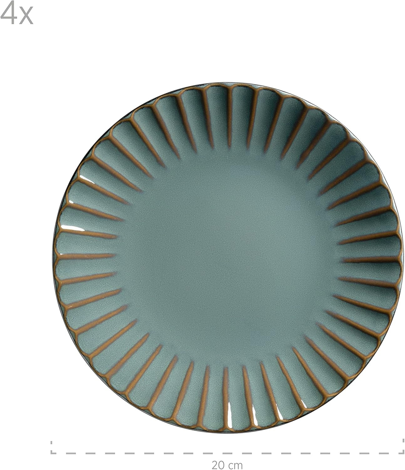 MÄSER 931964 Série Confino Service de table pour 4 personnes, look vintage moderne, ensemble combiné en céramique, 20 pièces, couleur essence avec accents noirs, carrelage