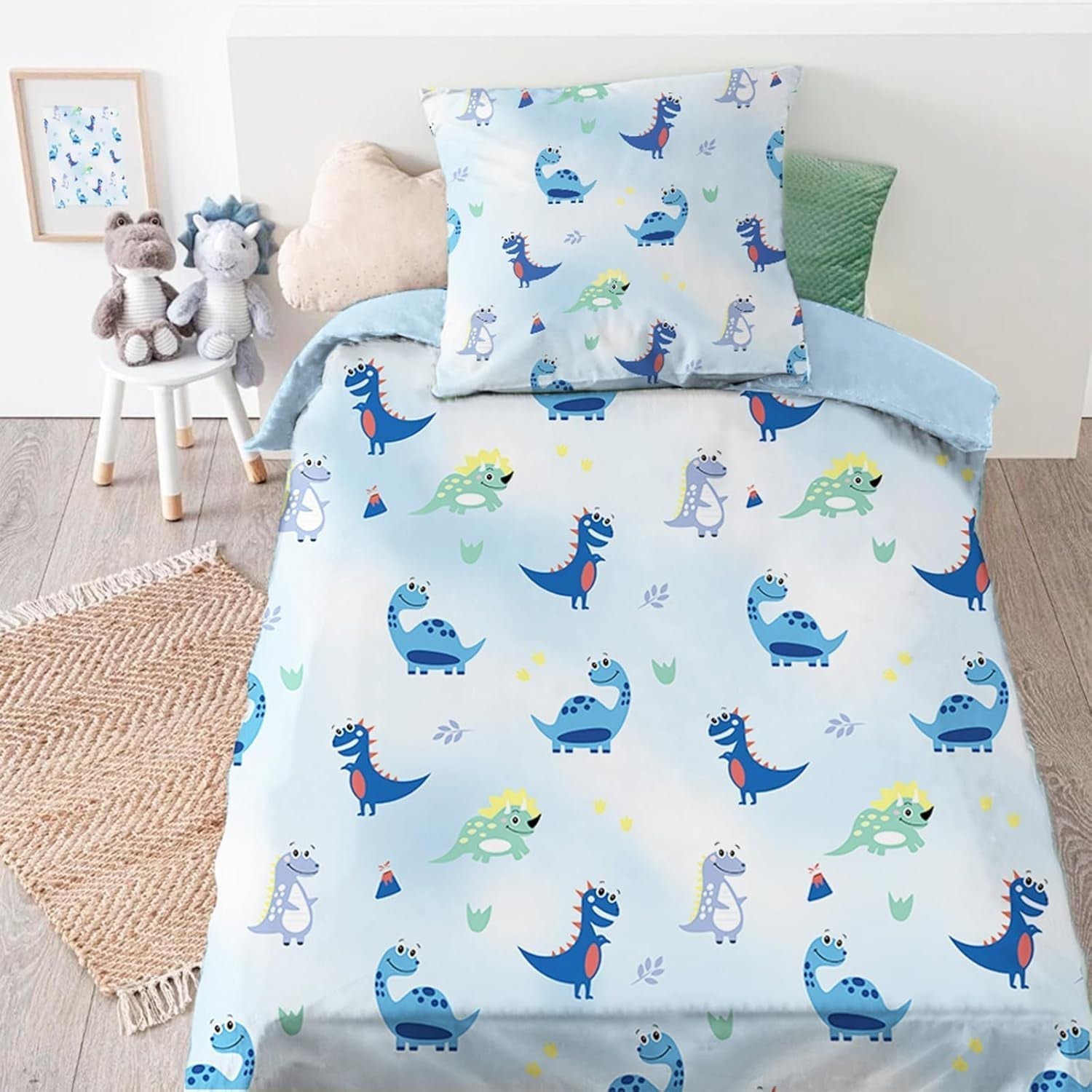 Linge de lit garçon divers modèles Linge de lit - enfant Naty Shop Dinosaures 135X200 cm + 80X80 cm