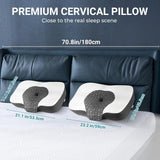 Elviros Oreiller orthopédique en mousse à mémoire de forme Oreiller pour douleurs cervicales Oreiller de couchage Oreiller cervical ergonomique Oreiller de soutien du cou Oreiller anti-ronflement pour dormeurs latéraux Dormeurs sur le ventre Oreillers orthopédiques cervicaux blancs Naty Shop