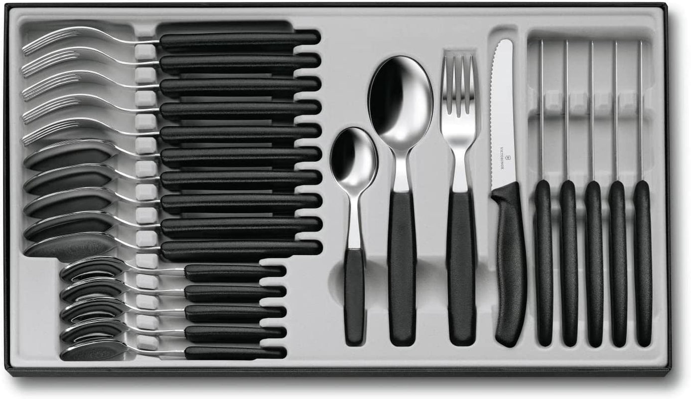 Victorinox Swiss Classic, couverts professionnels, 24 pièces, lame extra tranchante, bord dentelé, acier inoxydable Naty Shop Single