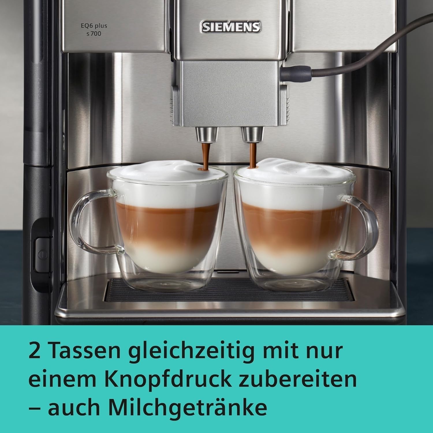 Machine à expresso automatique Siemens EQ.6 plus s700 TE657503DE, pour de nombreuses spécialités de café, mousseur à lait, moulin en céramique, double fonction café, anticalcaire, nettoyage vapeur automatique, 1500 W, acier inoxydable
