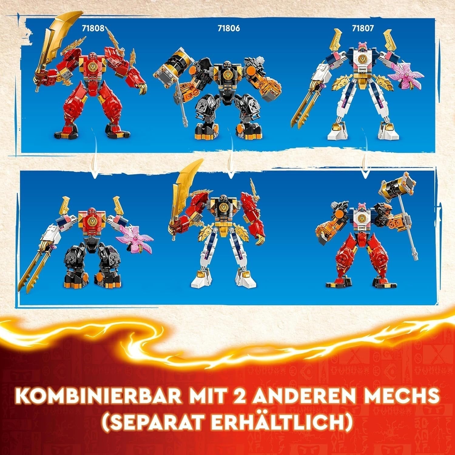 LEGO NINJAGO Kai's Fire Mech Action Figure Jouet pour enfants avec figurine Ninja rouge personnalisable Set 4 figurines dont Kai et Zane Cadeau pour garçons et filles de 7 ans 71808 Jeux de construction Beuche den LEGO-Store