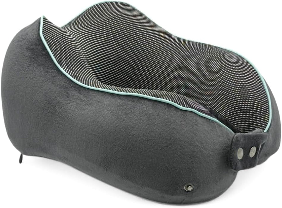 Oreiller cervical d'avion Flagshipper - oreiller cervical pour adulte - oreiller cervical de voiture - oreiller de voyage en mousse à mémoire de forme - lavable avec dos étroit (velours doux et respirant) - réglable, gris Naty Shop Oreillers orthopédiques cervicaux