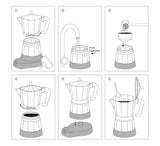 Machine à expresso Cilio Classico pour 6 tasses | électrique 480W | Ø 11,5 cm Hauteur : 25 cm | aluminium | rouge | table de cuisson intégrée | avec fonction de rétention de chaleur et filtre réducteur | pour voyager ou camper