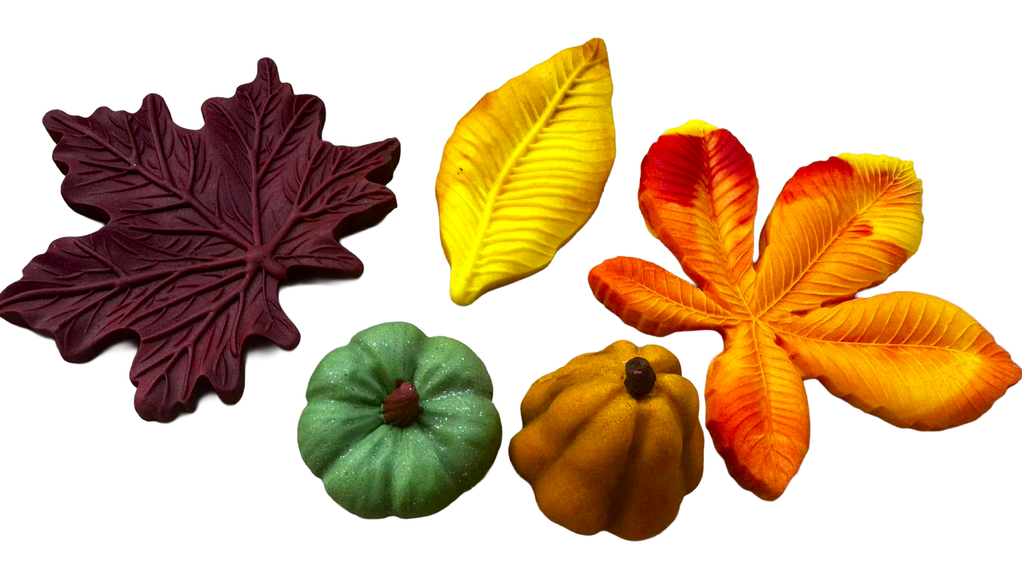 AutumnCraft Ensemble de 5 décorations d'automne comestibles - Faites à la main à partir de pâte à sucre