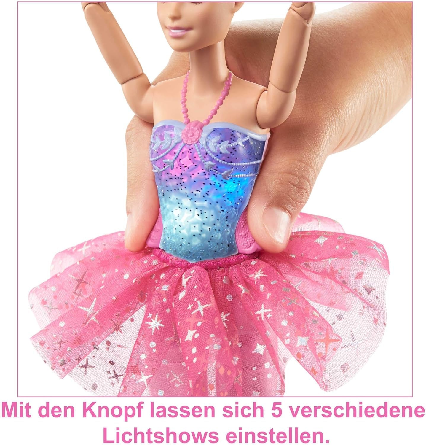 Poupée Barbie Dreamtopia Magic Light Ballerine avec tutu rose et cheveux blonds, 5 effets lumineux et sonores, Barbie mobile, 3 ans et plus, HLC25 Naty Shop Dolls