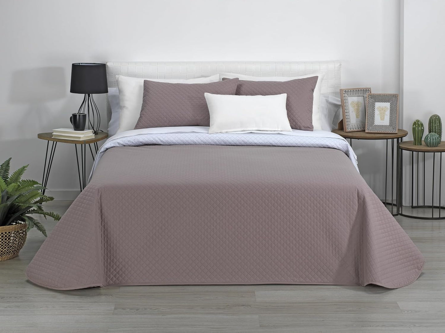 AVA | Courtepointe réversible Boutique | Pour toutes les saisons | Couleur – Blanc/Taupe | Pour lit 120/135 cm. lit. (230 X 270 Cm. Ancho X Alto) | Couette matelassée Couettes et couettes Naty Shop