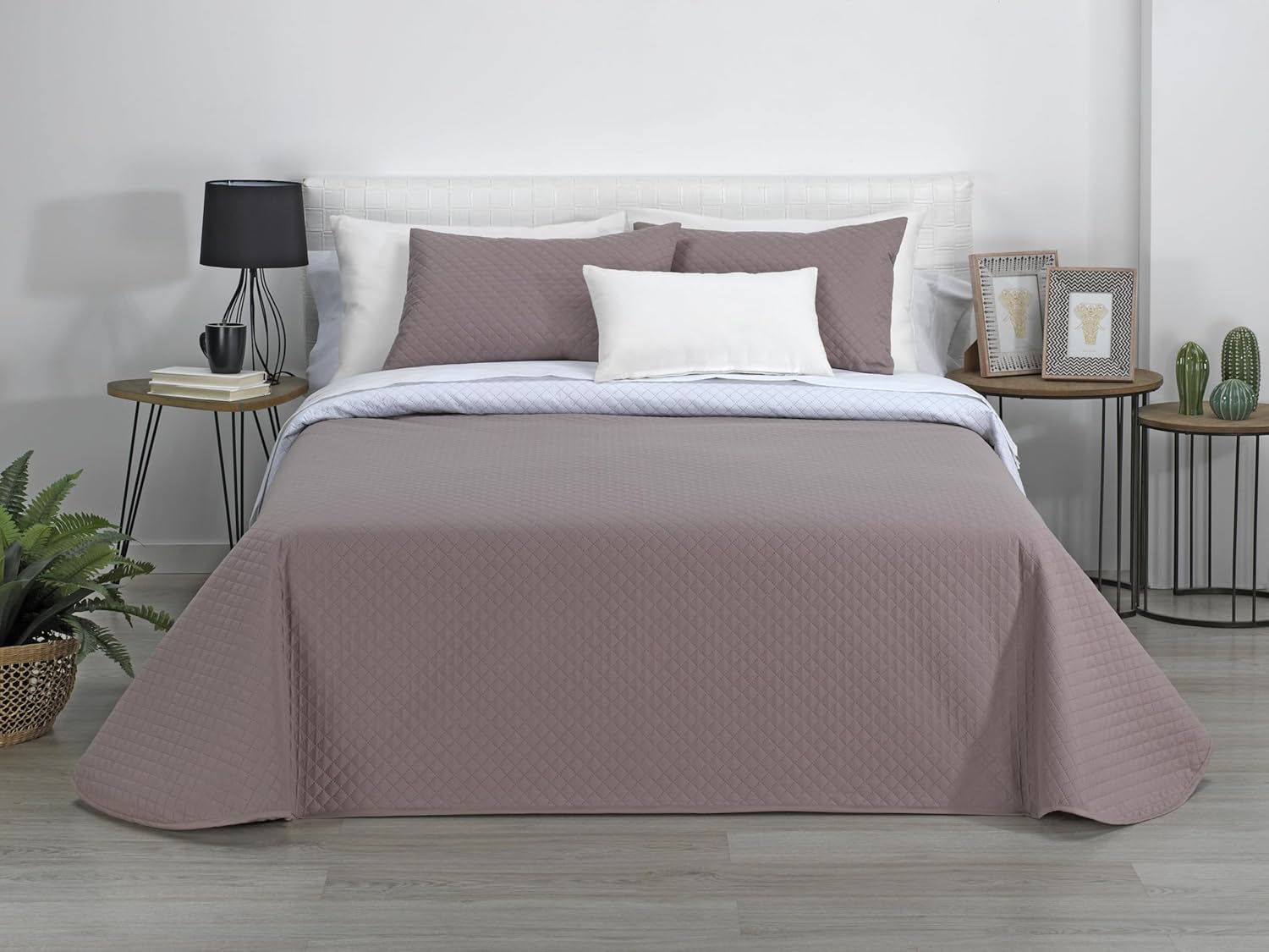 AVA | Courtepointe réversible Boutique | Pour toutes les saisons | Couleur – Blanc/Taupe | Pour lit 120/135 cm. lit. (230 X 270 Cm. Ancho X Alto) | Couette matelassée Couettes et couettes Naty Shop