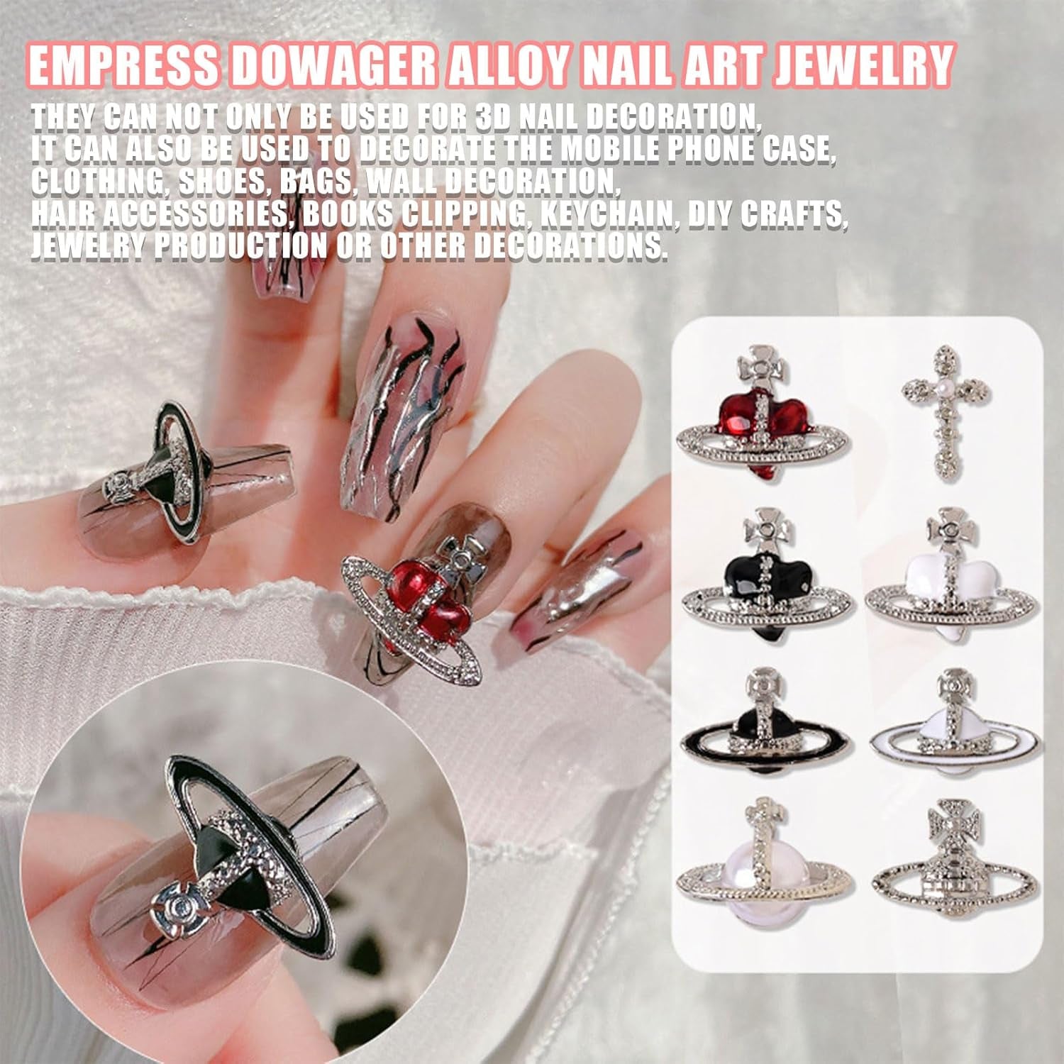 Planet Nail Art Charms, 32 pièces Saturn Shape Nagel Edelsteine ​​​​pour acrylique, strass Nagel Strasssteines Mädchen Nail Art DIY Handwerk Dekoration Zubehör