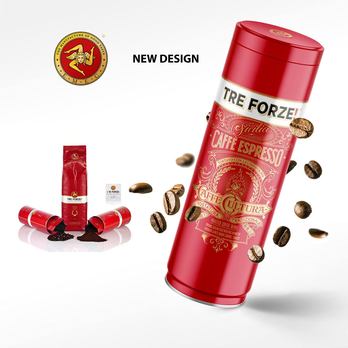 Espresso Caffè - Espresso en grains - Torréfié traditionnellement au feu de bois d'olivier, fabriqué à la main en Sicile - Café en grains de qualité supérieure 250g pour machines à café entièrement automatiques et machines à porte-filtre