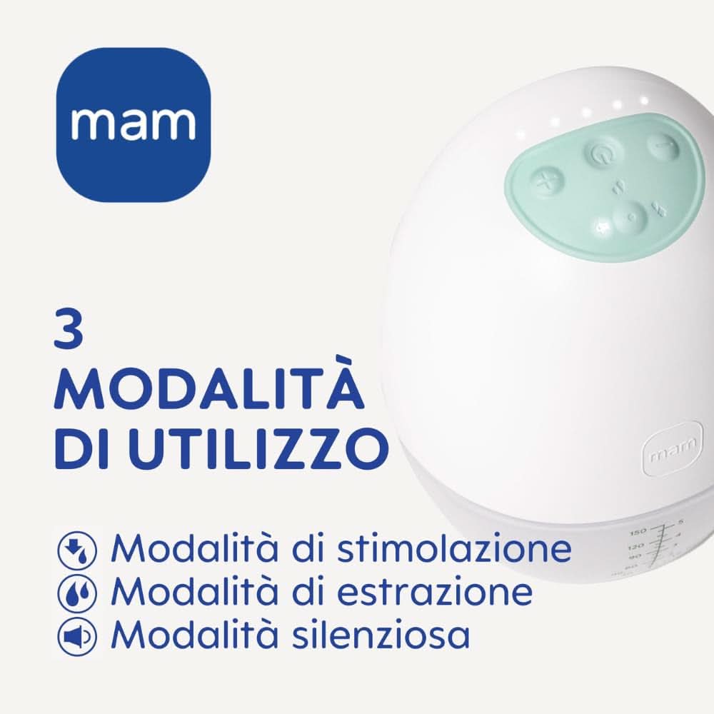 MAM Move Tire-lait portable avec 3 modes de fonctionnement et 5 niveaux d'intensité, boîtier en silicone Skinsoft, réglable sur 4 tailles Accessoires Alimentation et Allaitement Bebe Naty Shop
