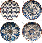 MÄSER 934017 Service de table ibérique bleu pour 4 personnes, 12 pièces, style mauresque, différents designs vintage en blanc et bleu, céramique