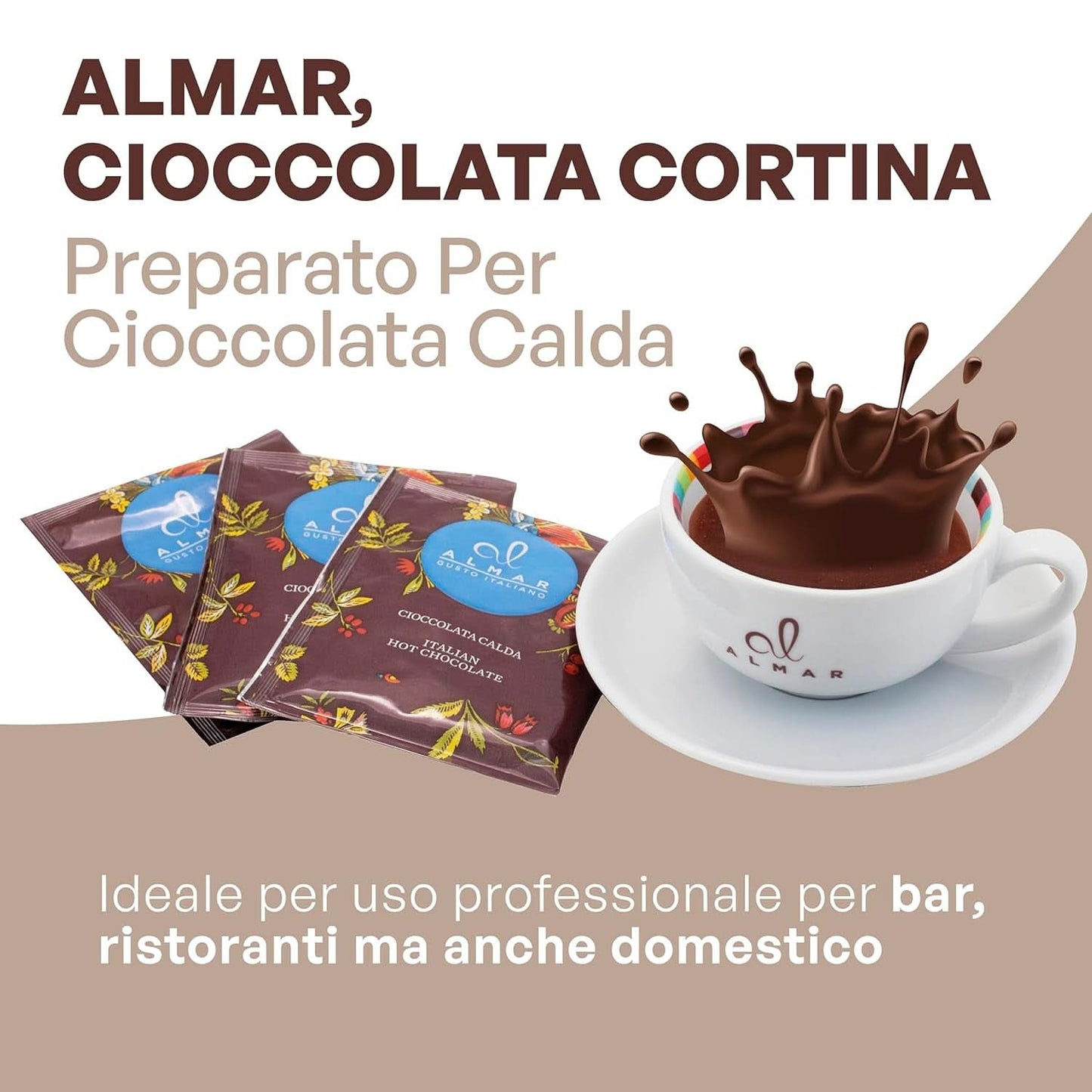 Chocolat chaud italien Cortina TARTE CHOCOLAT AMER, 15 sachets X 30 grammes Cacao et Chocolat Chaud Naty Shop